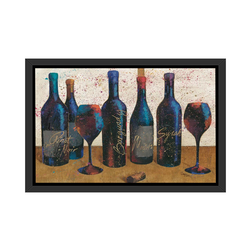 «Wine Splash Light I» par All That Glitter - reproduction d'art, H 40 po x l 60 po x 1,5 po, Toile avec cadre noir