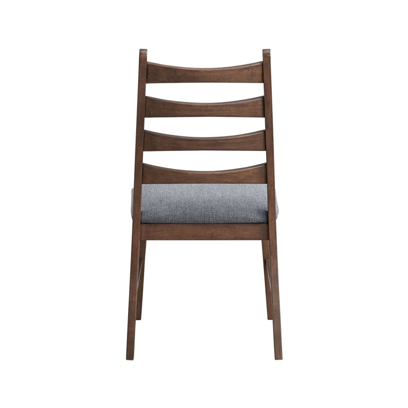 Chaise d'appoint en lin et noyer Leola (ensemble de 2), Gris foncé