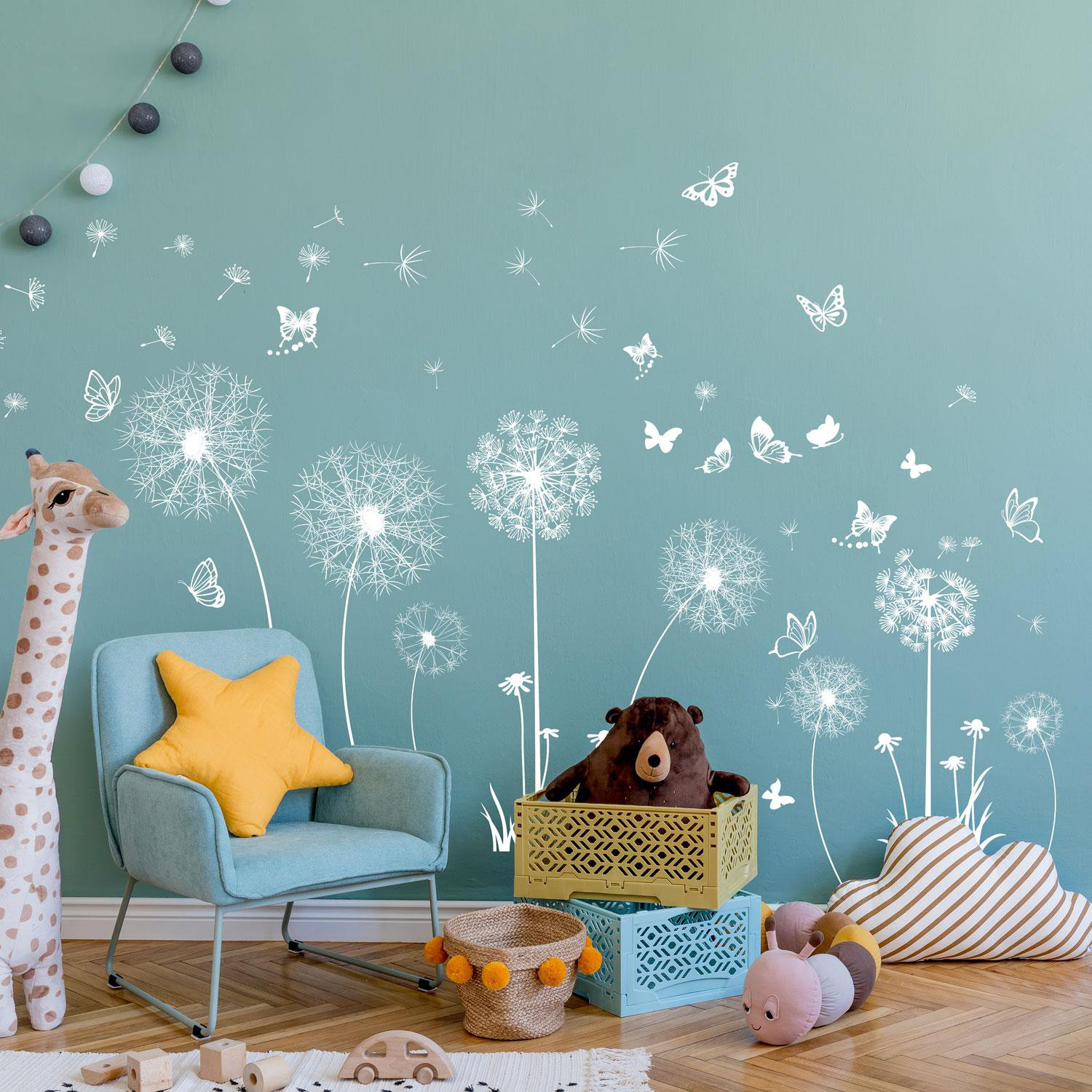 Dandelion and Butterflies Wallpaper Peel and Stick Wallpaper -    Removable wall murals, Butterfly wallpaper, Peel and stick wallpaper