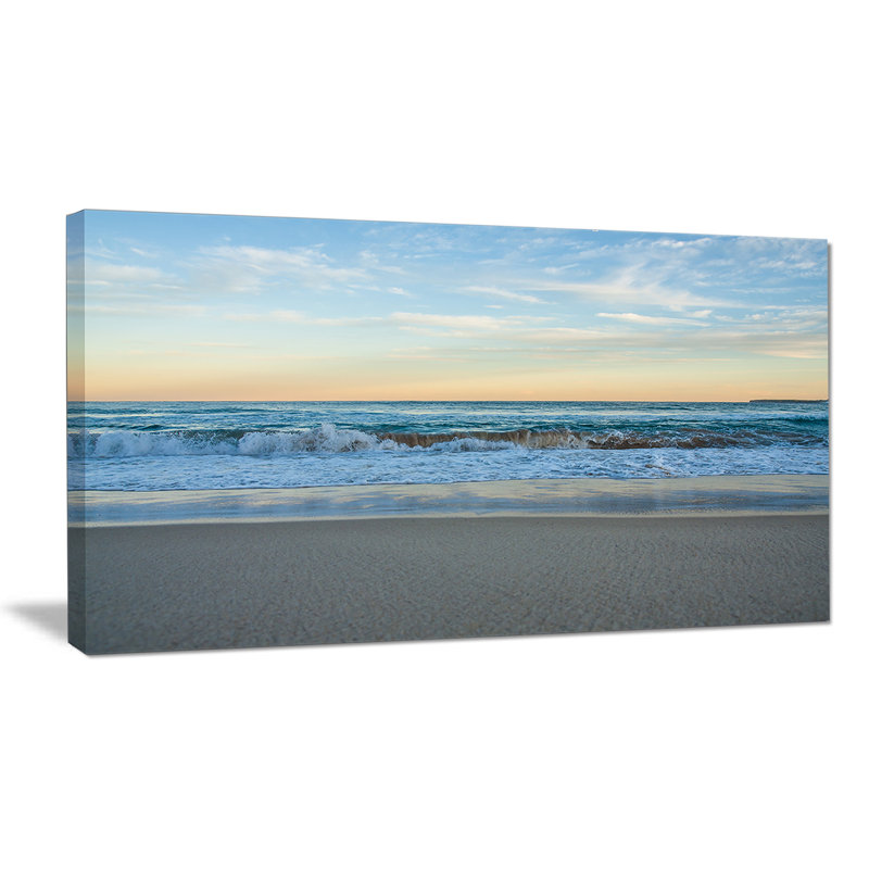 « blue splashing scene beach large mer shore », reproduction de photo sur toile tendue, H 16 po x l 32 po x P 1 po