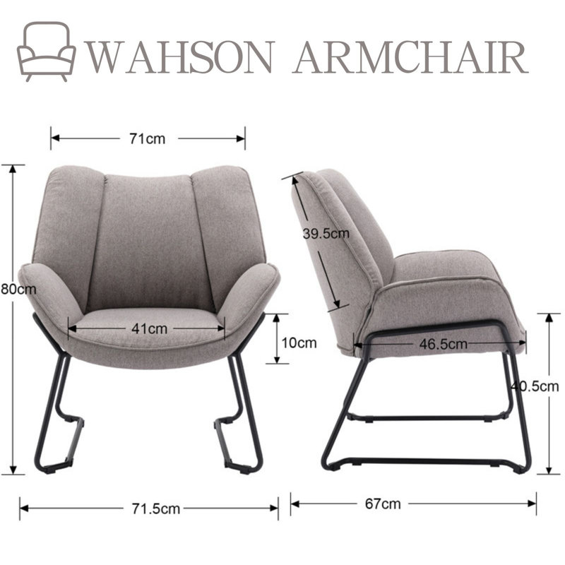 Sacoyia Upholstered Armchair, in Grey