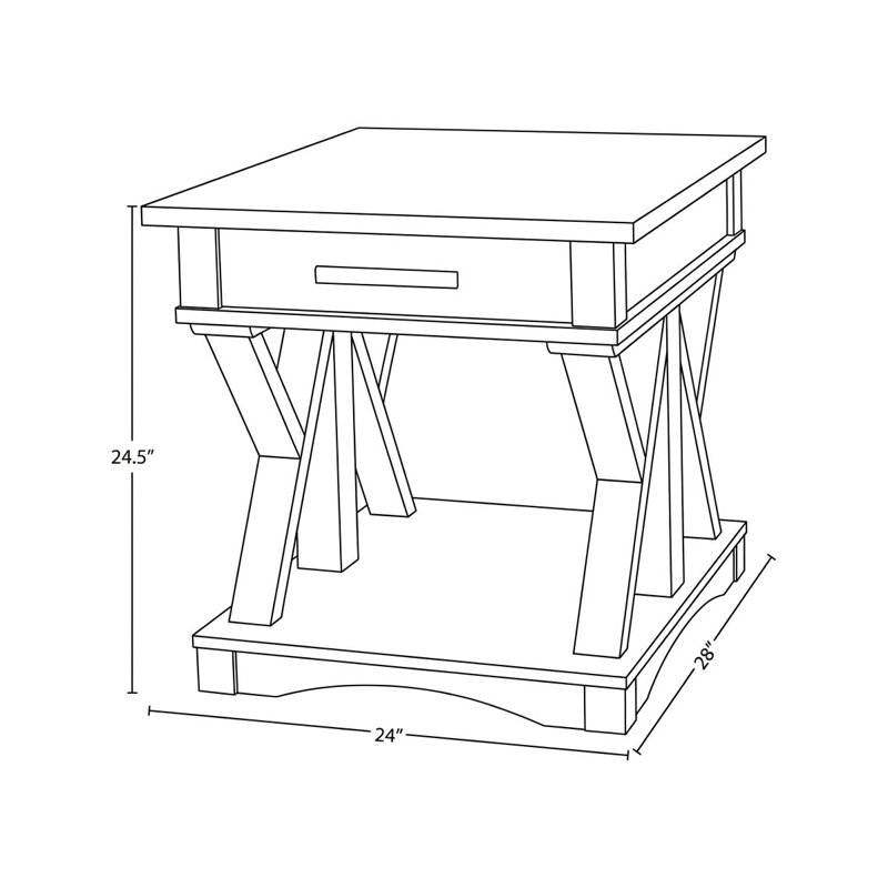 Table de bout avec rangement Bankhead, Plateau naturel patiné / base en coton