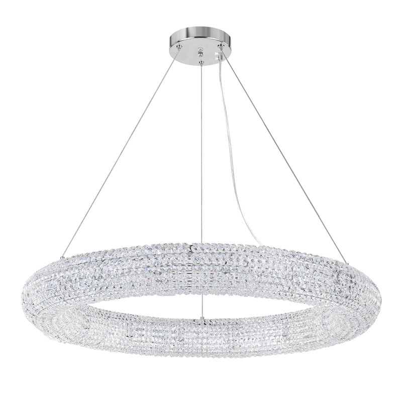 Lustre 16 lumières, finition chromée de 40 pouces avec détails en cristal, chaîne de suspension réglable, luminaire de salle à manger