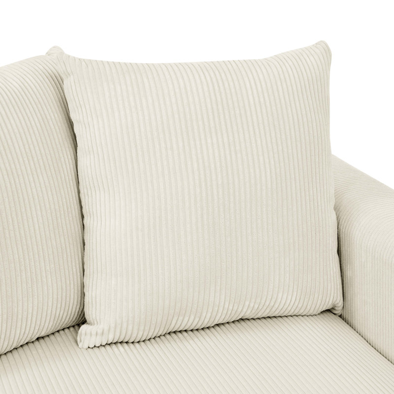 Modular 6 - Seat Corduroy Sectional For Entertaining Space, Engineered Wood Frame, Sinuous Spring, 36 In Height Piece Relaxing, Cream Color, Coil And Low Profile Legs, 116.5 Width