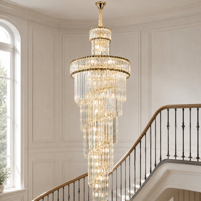 34-Light Crystal Dimmable Tiered Chandelier