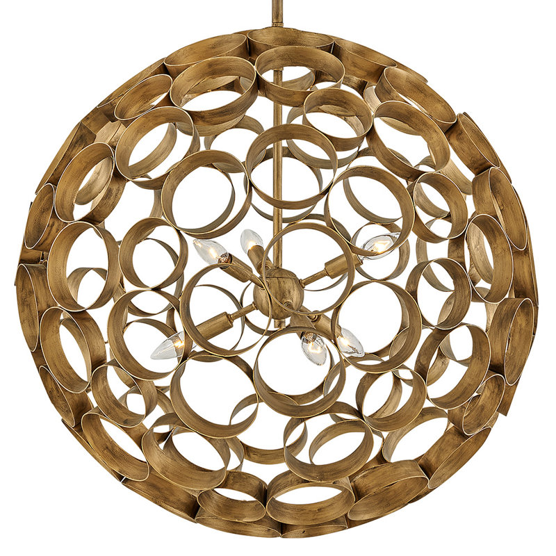 Centric 6-Light Orb Handcrafted Chandelier - Burnished Gold