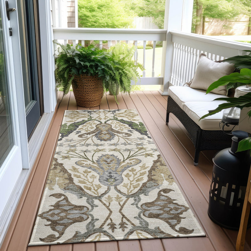 Machine Washable Indoor/Outdoor Cicel ACN1153 Ivory, Runner 2'3" x 7'6"