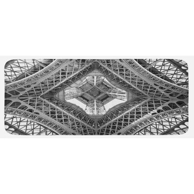 Eiffel Tower View From Below Paris City French Monument Image Grey Black And White Kitchen Mat -  East Urban Home, 9DFB0E4C96E54EF78DBC00EE918063BB