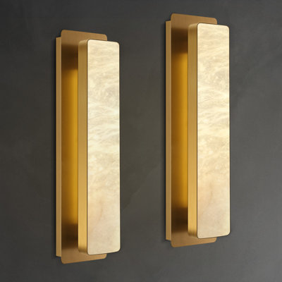 Mikinzie 2-Light LED Alabaster Wall Sconces (Set of 2)
