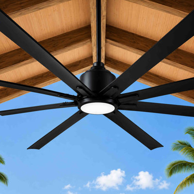 ORCA H₂O 8-Blade Outdoor Ceiling Fan With Remote and Dimmable Light