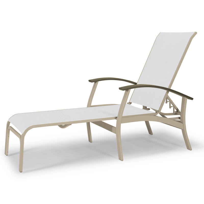 Belle Isle Outdoor Chaise Lounge, White 6D Sunbrella®, Beachwood P40, Textured Kona