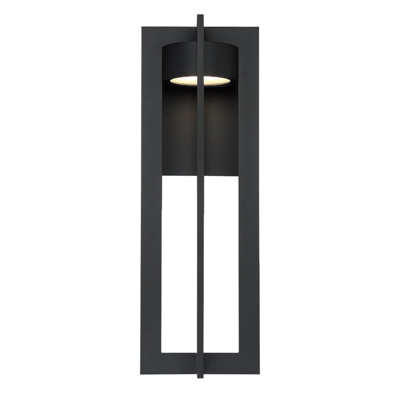 Chamber LED Outdoor Armed Sconce, Black, 15.75" H x 6.375" W x 6.5" D