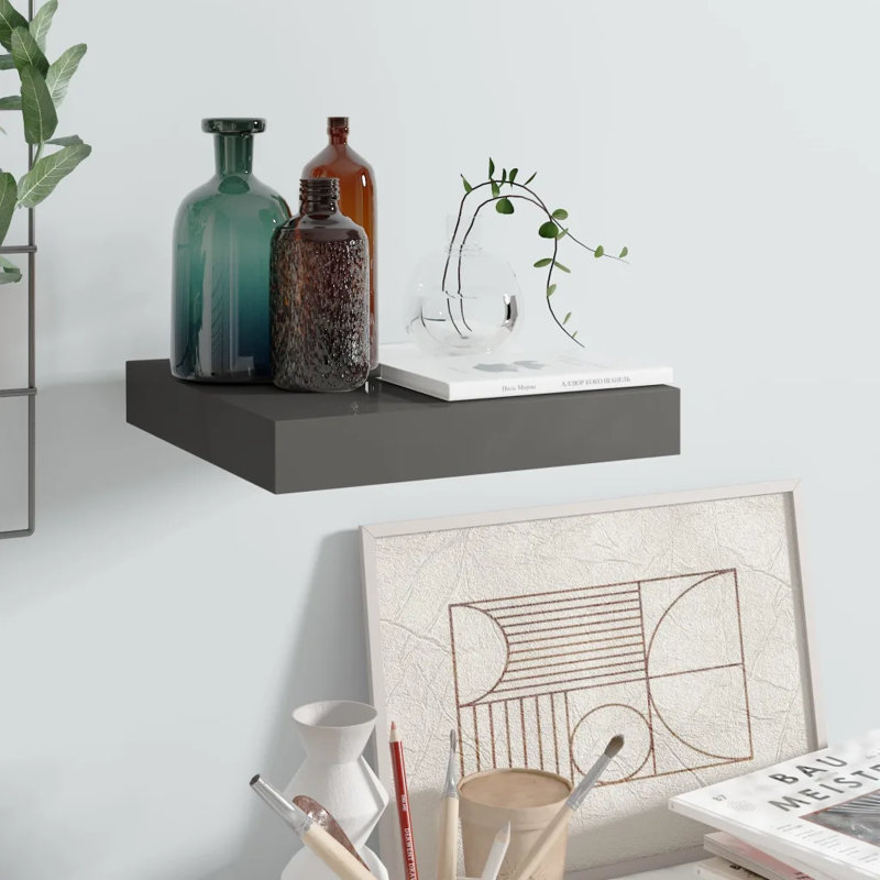 Artamas Floating Shelf, 3.8cm H x 23.5cm W x 23cm D, High Gloss Grey