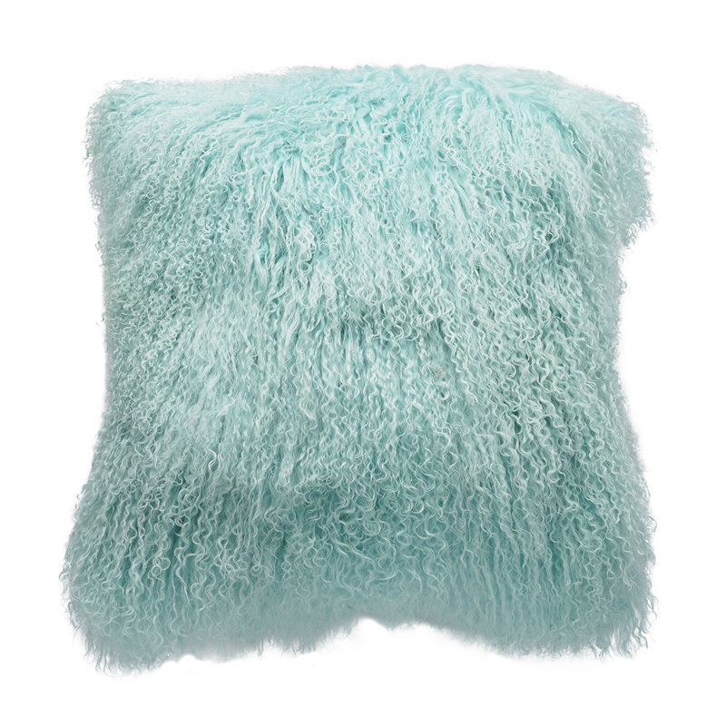 Tibetan Square Pillow Cover & Insert, Aqua, Solid Color, 16" x 16"