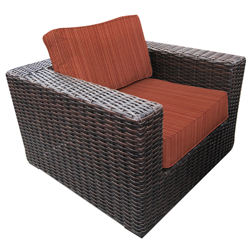 Chaise de patio avec coussins Sireci, Dupioni papaye