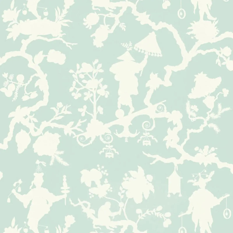 Shantung Silhouette Print Wallpaper, Mineral