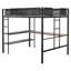 Lit mezzanine en métal avec bureau et tablettes / Structure de lit en métal robuste / Lattes en bois sans bruit / Barrière de sécurité en textilène comtible / Tablettes de bureau intégrées et panneau de grille / Échelles latérales