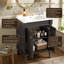 Meuble-lavabo autoportant 24 po avec lavabo en céramique, armoire de rangement avec cadre en bois massif et tablette de rangement 24 po-1491601353-1491601349
