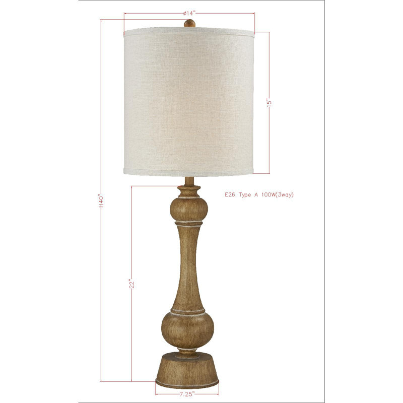 Lampe de table à 3 voies 40 po Diego