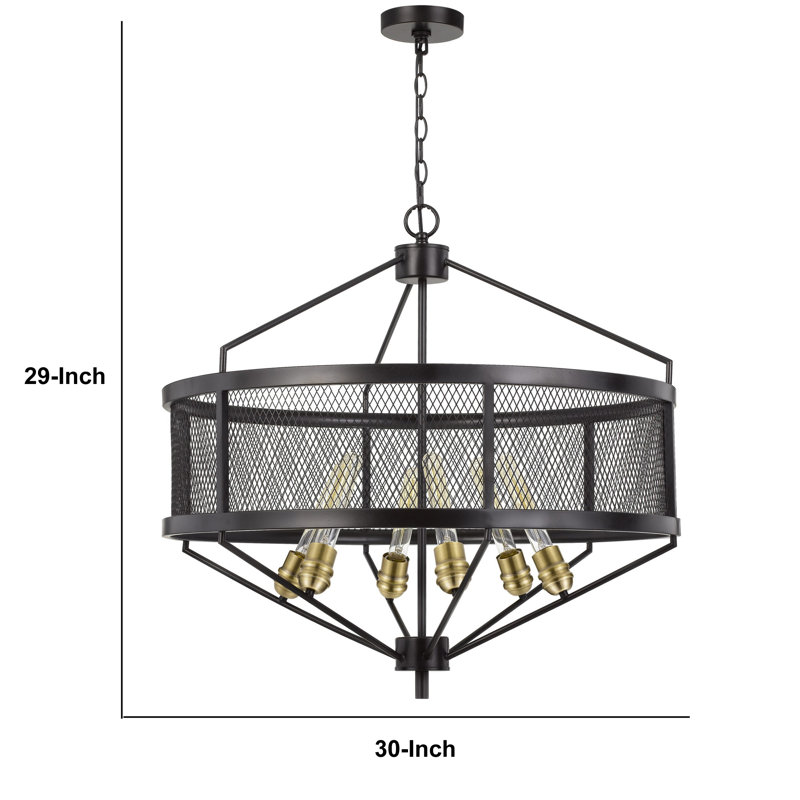 Lustre tambour unique à 6 lumières