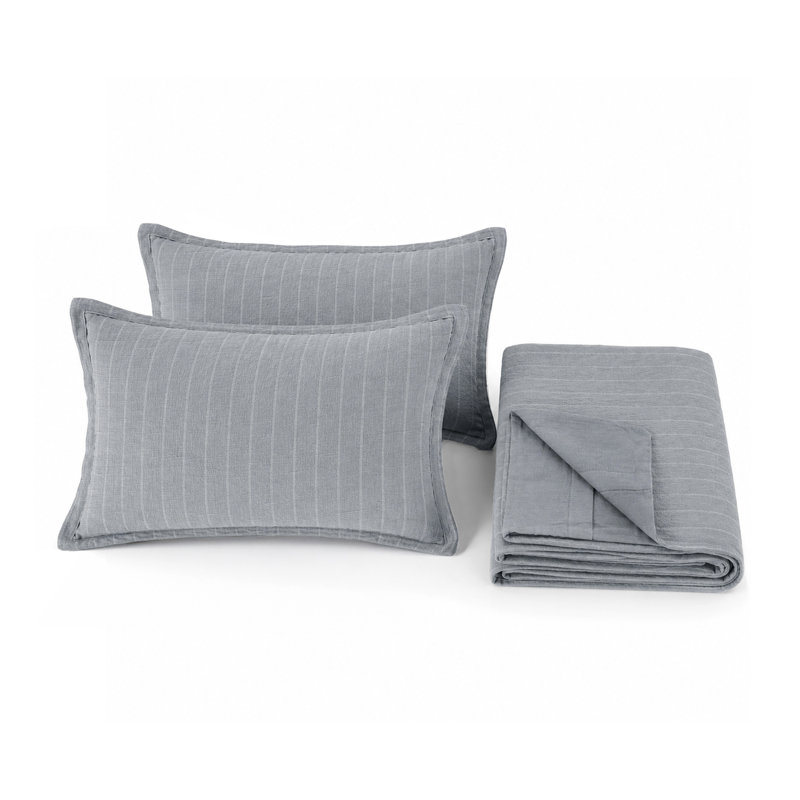 Monaco 3-Piece Sea Fog King Set, Queen Duvet Cover + 2 Additional Pieces
