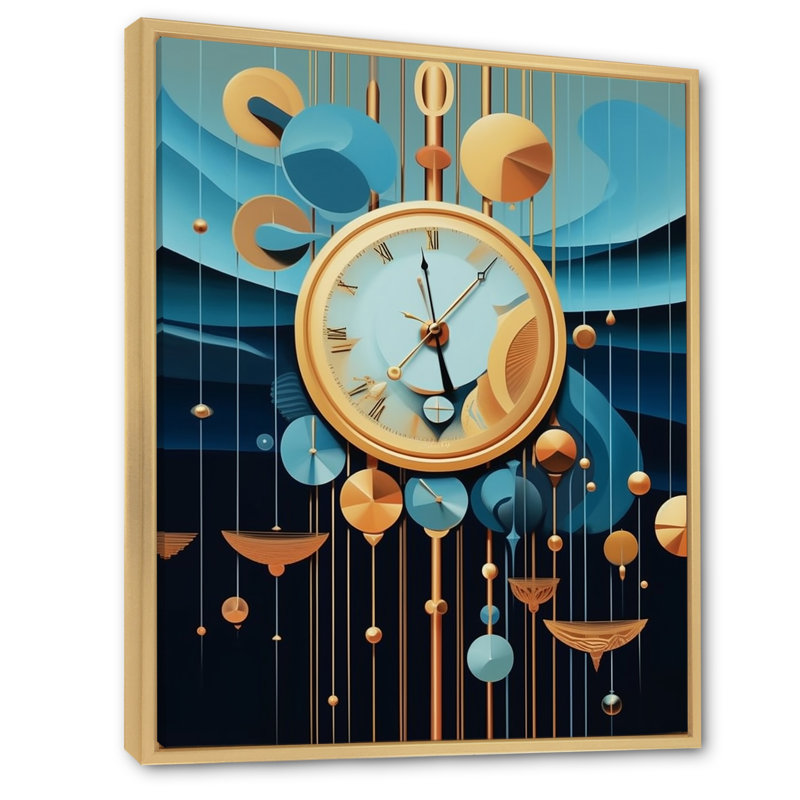 Impression sur toile, "Impermanence future géométrie I", Cadre naturel flottant, H 40 po x l 30 po x P 1,5 po