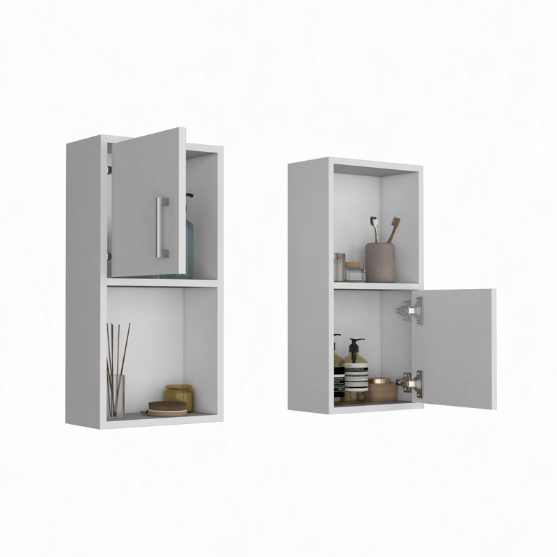 Oba 2-Pc Wall-Mounted Bathroom Medicine Cabinet With Open And Closed Storage, White