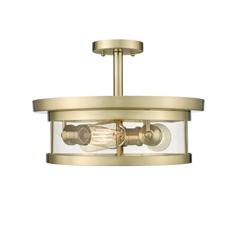 Plafonnier encastré rond transitionnel en or 3 lumières, Doré