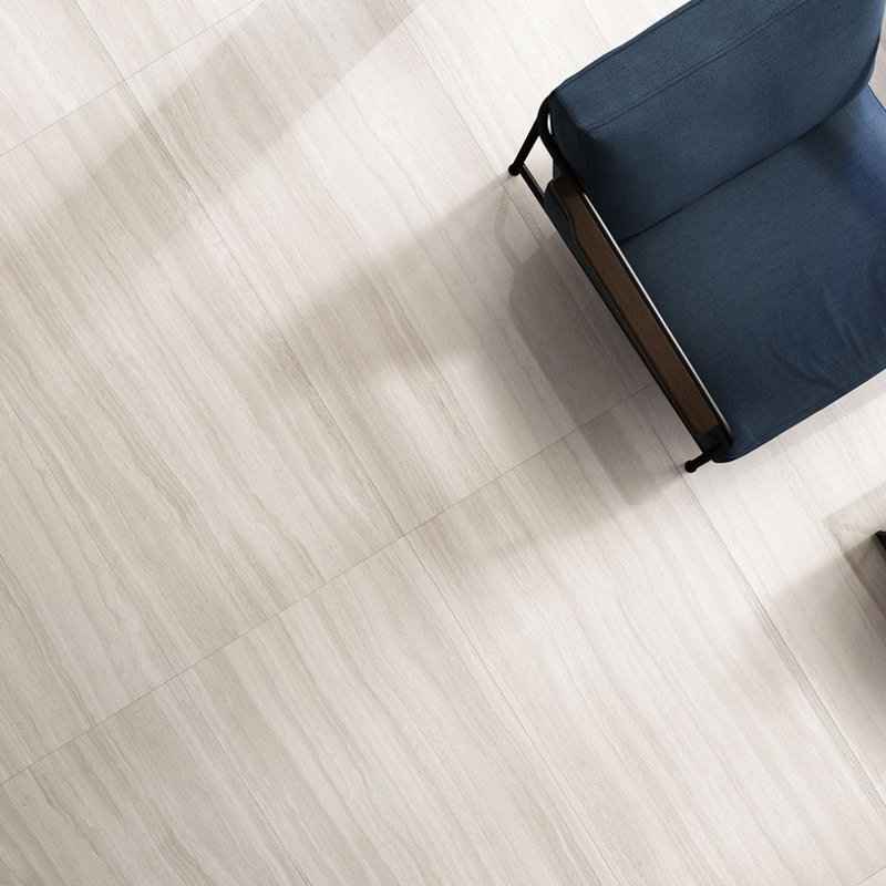 Flow 18" x 36" Porcelain Travertine Look Floor & Wall Tile, White