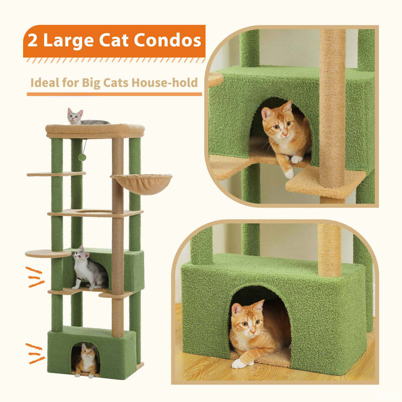 Green Tall Cat Tree Tower with Sisal Scratching Posts