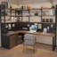 Bureau en L en bois massif intégré avec bibliothèque et bibliothèque-1678190236