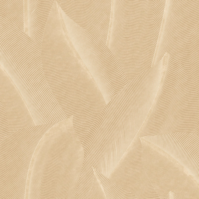 Papier peint allure feuille beige, Beige