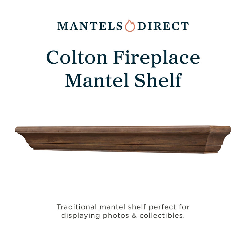 Floating Wood Fireplace Mantel Shelf - Crafted from Pine Wood - Traditional Design, 72" Length, Umber