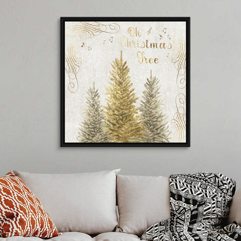 Oh Christmas Tree - reproduction d'art sur toile, Cadre noir, H 38 po x l 38 po x P 1,75 po
