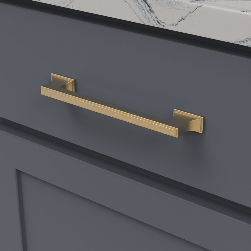 Brownstone Collection Handle Pull - 6-5/16" Center to Center Cabinet Pull Brushed Golden Brass - Transitional Hardware for Drawers & Cabinets