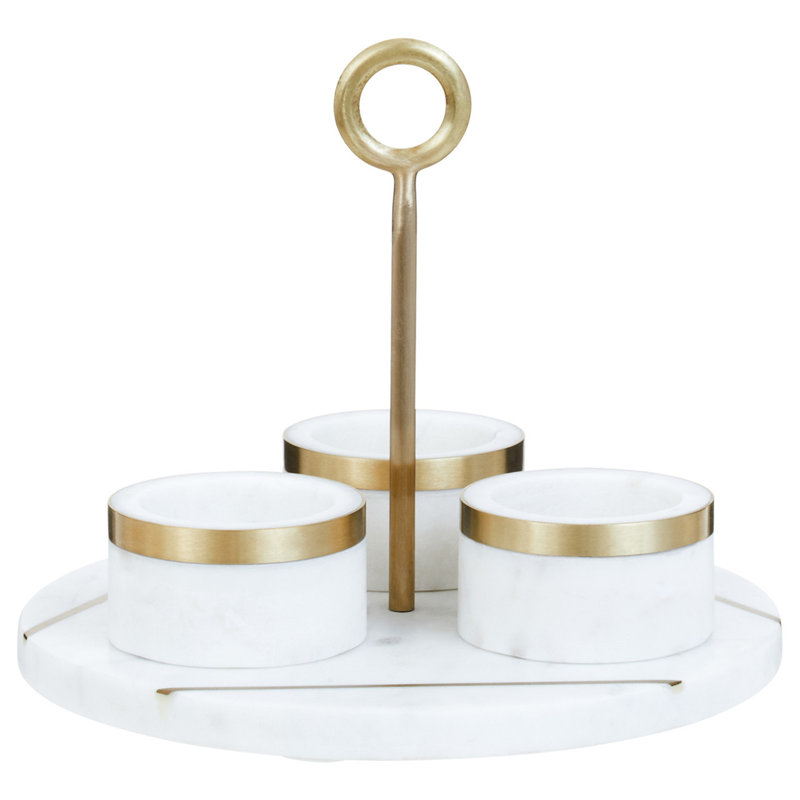 Shelese Ceramic Condiment Set, White