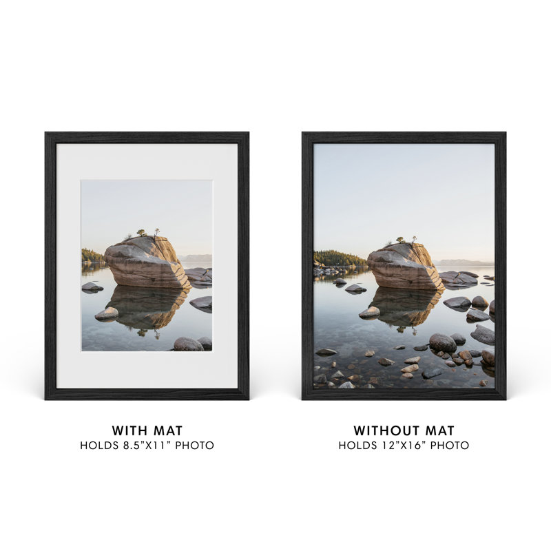Cadre photo en bois massif avec verre, Noir, L 12 po x H 16 po