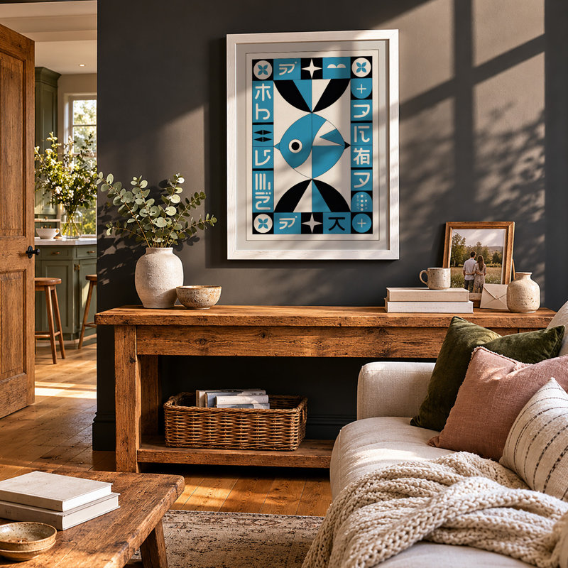 Eastern Symmetry Japandi - Framed Print, A4 - 29.7 x 21.0 cm, White