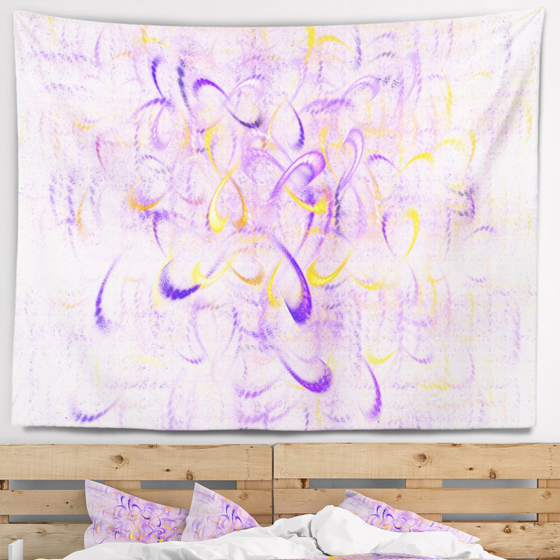 Tapisserie abstraite mauve à l'aquarelle abstraite, H 32 po x l 39 po