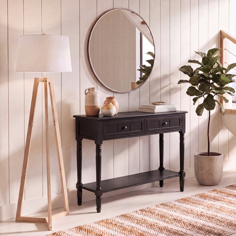 Brookshire 30.48 cm Solid Wood Top Console Table, Aged Black
