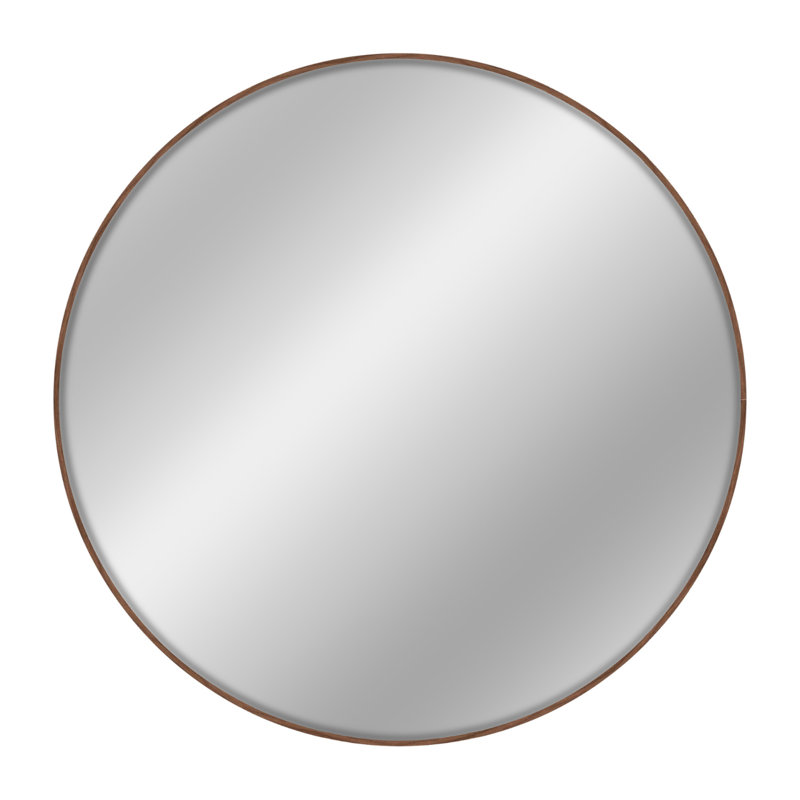 nielsen Jaron Round Wall Mirror, Aluminium, 80 cm H x 80 cm W, Walnut