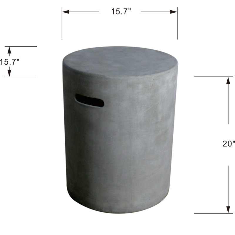 Le couvercle rond de 20 po en béton gris clair peut contenir un réservoir de 25 lb
