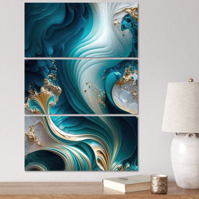 «Lianabel Abstract Geode Turquoise III» sur toile, reproduction de 3 pièces