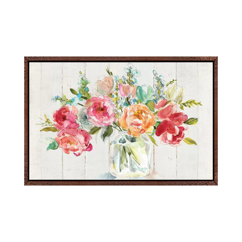 My Summer Garden II 1 Piece Painting on Canvas, 66.04 cm H x 45.72 cm W, Classic Brown Wood Framed