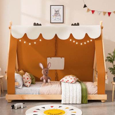 Lit simple pour enfant avec tente détachable, lanterneau et décorations pour enfants