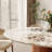 7 - Piece Round Stone Dining Table Set Solid Wood Pedestal (1 Table 6 Chairs)-114216555-114216552