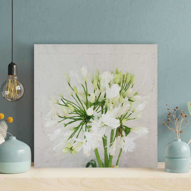 «White and Green Tulip Flowers», reproduction d'art rectangulaire sur toile tendue 1 pièce, H 12 po x l 12 po