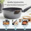 Tower T900131 TowerDiamo 3 Piece Cookware Set, 18cm/20cm/22cm Saucepans with Tempered Glass Lids, Black Diamond Non-Stick Ceramic Coating, Black