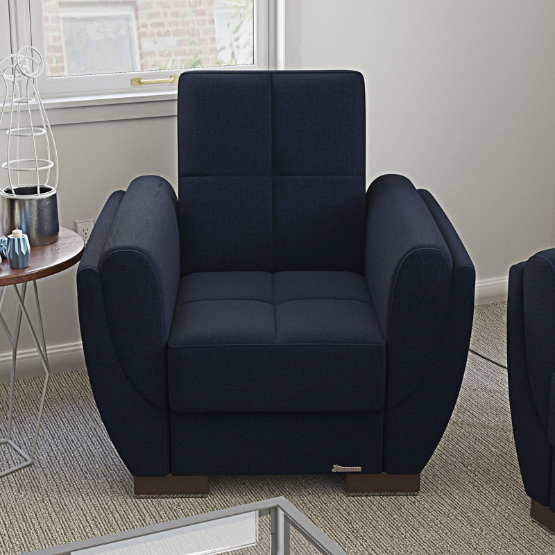 Fauteuil rembourré convertible avec rangement, Bleu très foncé