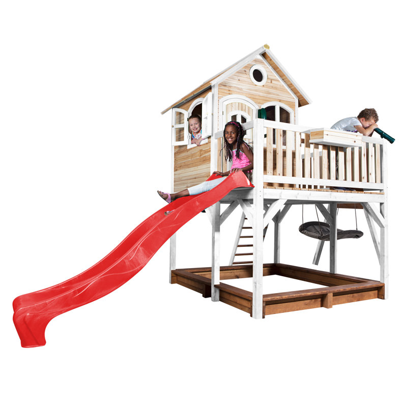 Liam AXI Hemlock Swing Set with 1 Swing(s) , 1 Slide(s), Brown/White, Red
